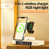 4 In 1 Multifunction Wireless Charger Station With Alarm Clock Display Foldable Wireless Charger Stand With RGB Night Light Eureka Online Store